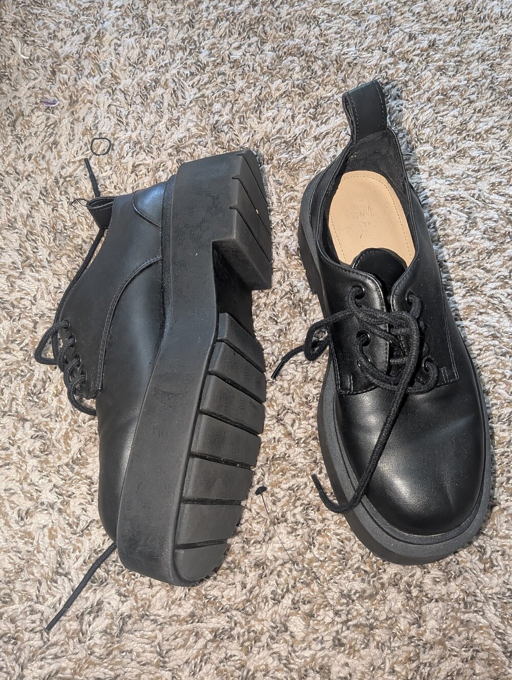 Women’s Black Chunky Platform Lace-Up Shoes
